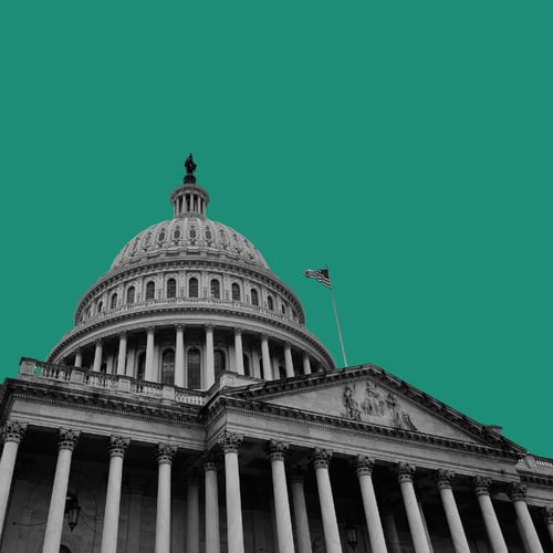 US government building with a green background